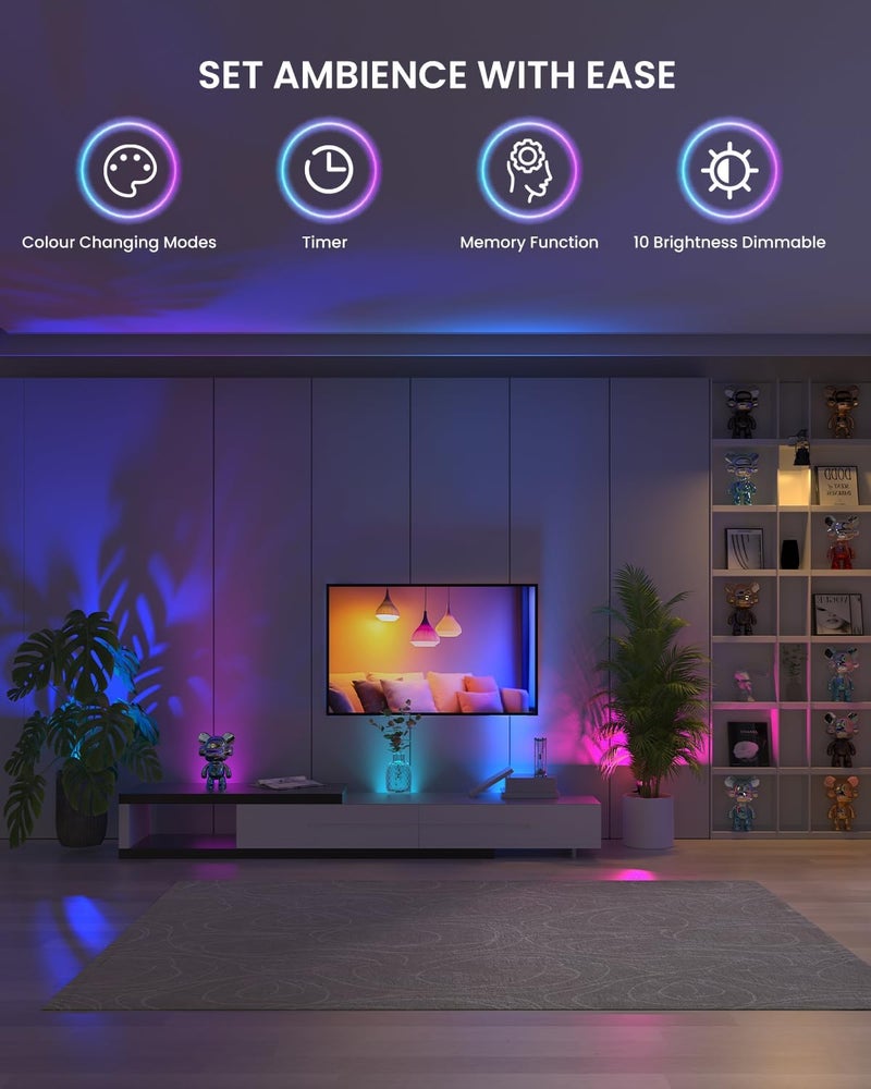 TobeBright 6W RGB LED Spot Light Clip On with Remote Control, Plug in Spotlight Indoor and Outdoor IP65 Water Resistant with 1.78m Cord, 15 RGB Colors + Warm White 3000K - Image 3